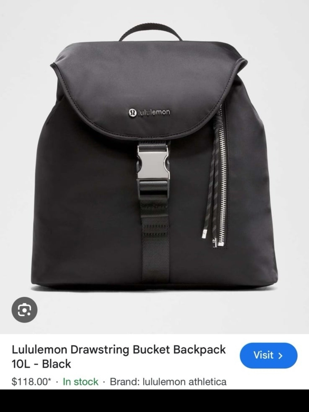 Lululemon Black Drawstring Bucket Backpack